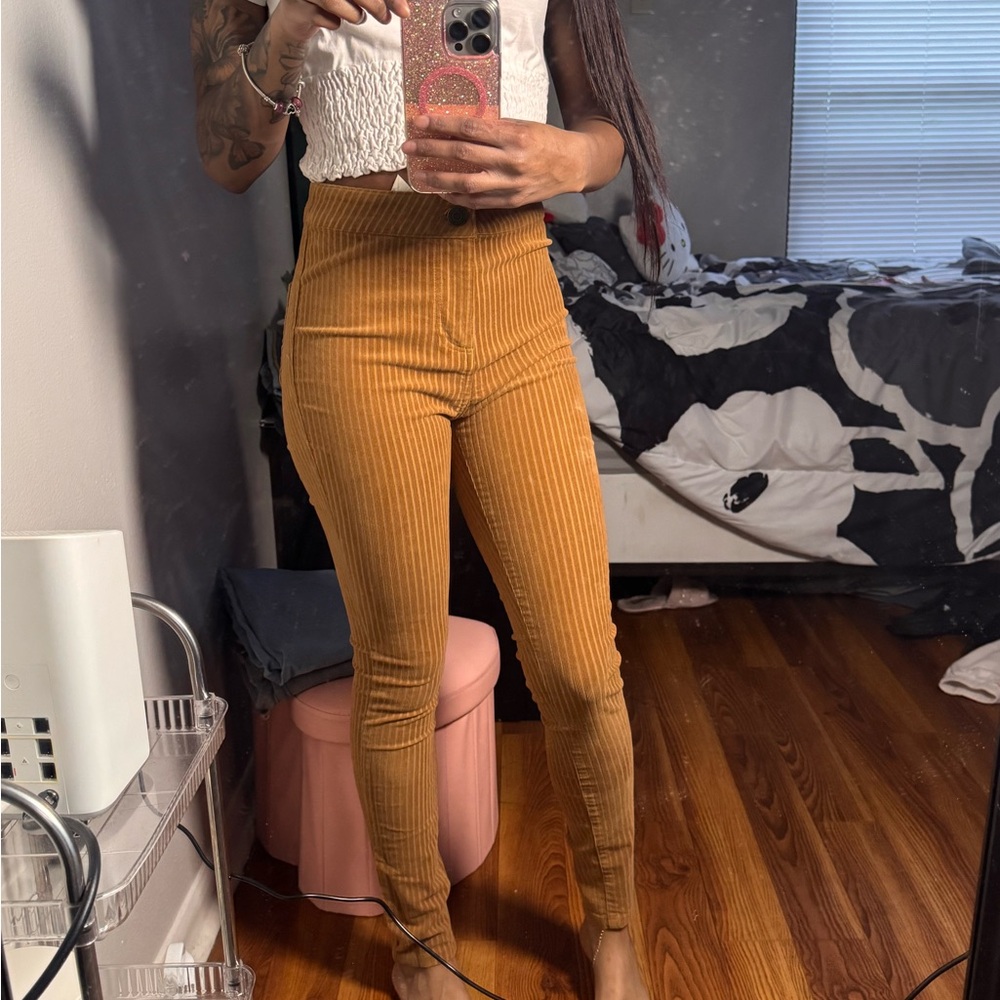 High-Waisted Mustard Corduroy Pants